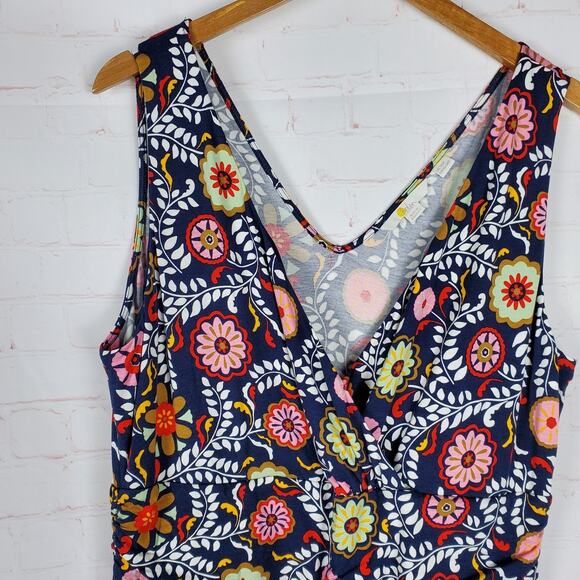 Boden Effie V-Neck Jersey Dress US Sz 16-18 Blue Multi Floral Pockets Sleeveless - Picture 6 of 12